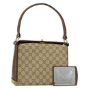 GUCCI GG Canvas Hand Bag Beige Gold Auth 152647-1