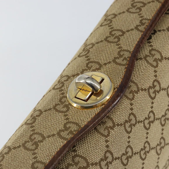 GUCCI GG Canvas Hand Bag Beige Gold Auth 152647