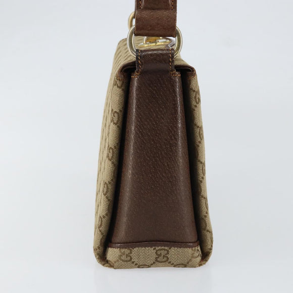 GUCCI GG Canvas Hand Bag Beige Gold Auth 152647