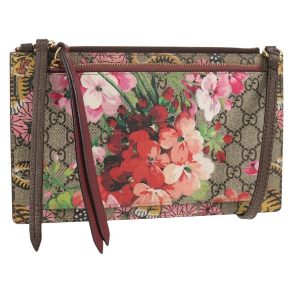 GUCCI GG Supreme Shoulder Bag PVC Beige Gold 454111 Auth 152649AM