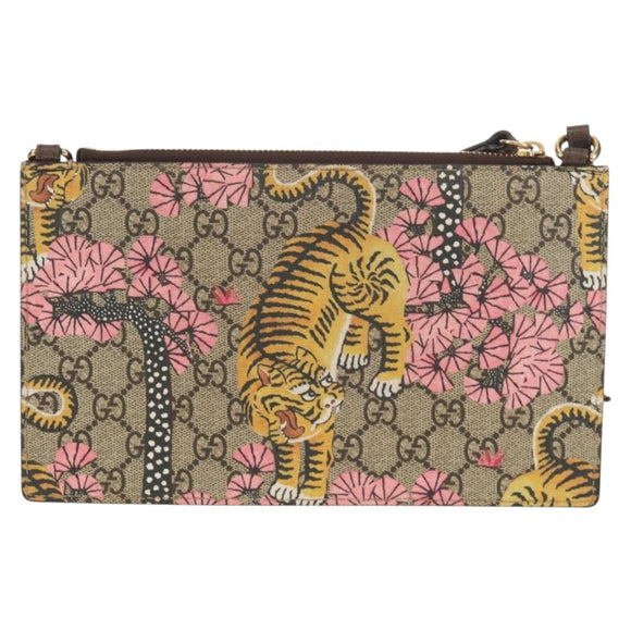 GUCCI GG Supreme Shoulder Bag PVC Beige Gold 454111 Auth 152649AM