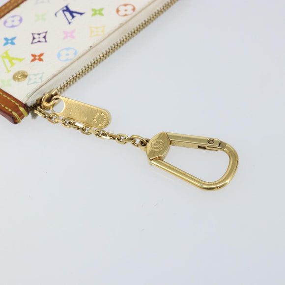 LOUIS VUITTON Monogram Multicolor Pochette Cles Geldbörse Weiß M92655 Auth 152662