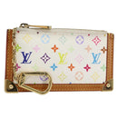 LOUIS VUITTON Monogram Multicolor Pochette Cles Geldbörse Weiß M92655 Auth 152662-1