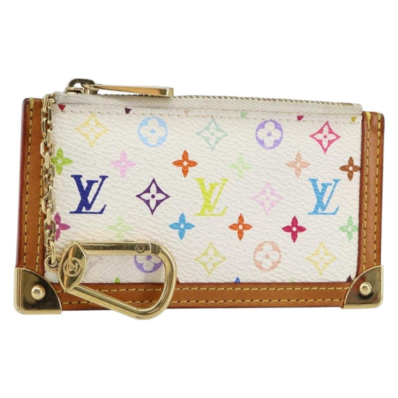 LOUIS VUITTON Monogram Multicolor Pochette Cles Geldbörse Weiß M92655 Auth 152662