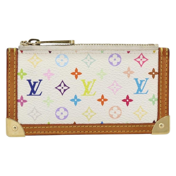 LOUIS VUITTON Monogram Multicolor Pochette Cles Geldbörse Weiß M92655 Auth 152662