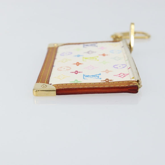 LOUIS VUITTON Monogram Multicolor Pochette Cles Geldbörse Weiß M92655 Auth 152662
