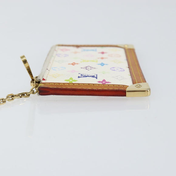 LOUIS VUITTON Monogram Multicolor Pochette Cles Geldbörse Weiß M92655 Auth 152662
