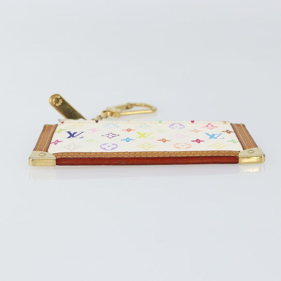 LOUIS VUITTON Monogram Multicolor Pochette Cles Geldbörse Weiß M92655 Auth 152662