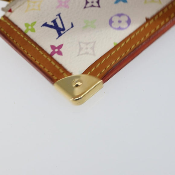 LOUIS VUITTON Monogram Multicolor Pochette Cles Geldbörse Weiß M92655 Auth 152662