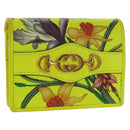 GUCCI Floral Bifold Wallet Leather Yellow 536353 Auth 152674A-1