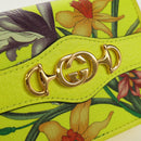 GUCCI Floral Bifold Wallet Leather Yellow 536353 Auth 152674A-12