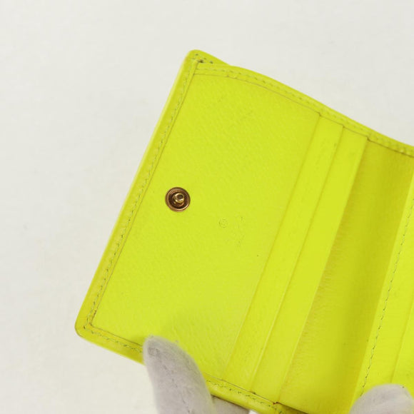 GUCCI Floral Bifold Wallet Leather Yellow 536353 Auth 152674A