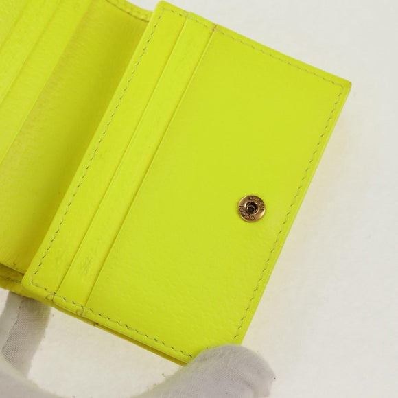 GUCCI Floral Bifold Wallet Leather Yellow 536353 Auth 152674A