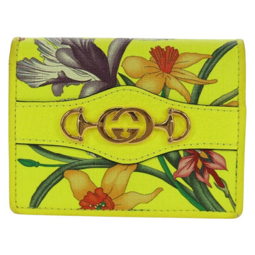 GUCCI Floral Bifold Wallet Leather Yellow 536353 Auth 152674A - 0