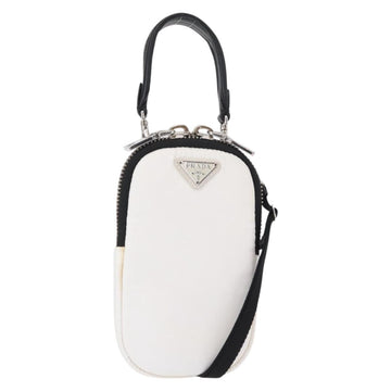 PRADA Shoulder Bag Nylon 2way White Silver Auth 152675V