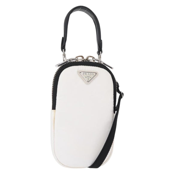 PRADA Shoulder Bag Nylon 2way White Silver Auth 152675V