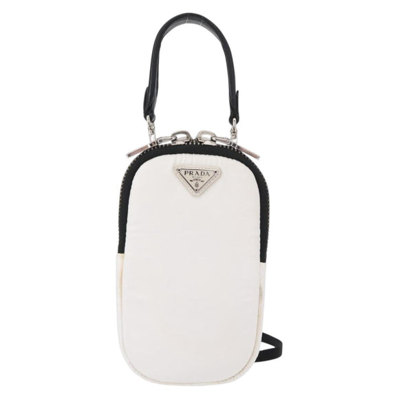PRADA Shoulder Bag Nylon 2way White Silver Auth 152675V