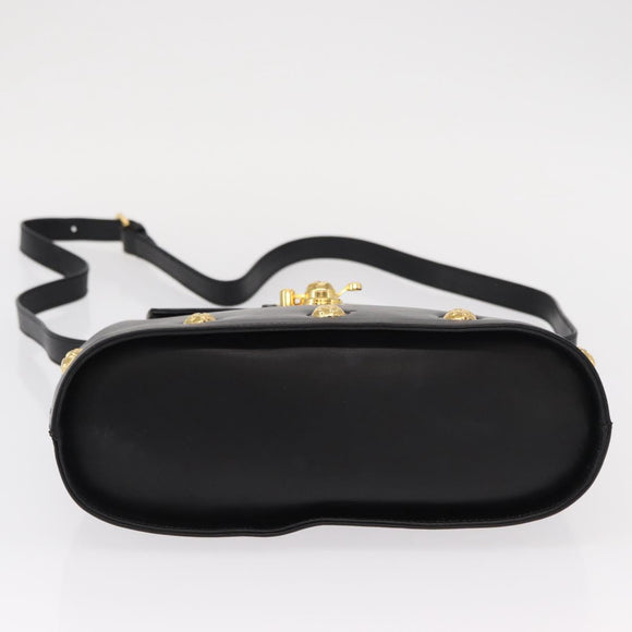 Salvatore Ferragamo Hand Bag Leather 2way Black Gold Auth 152685