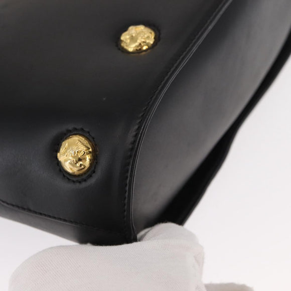 Salvatore Ferragamo Hand Bag Leather 2way Black Gold Auth 152685