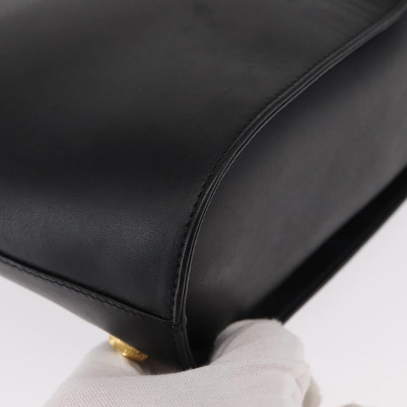 Salvatore Ferragamo Hand Bag Leather 2way Black Gold Auth 152685