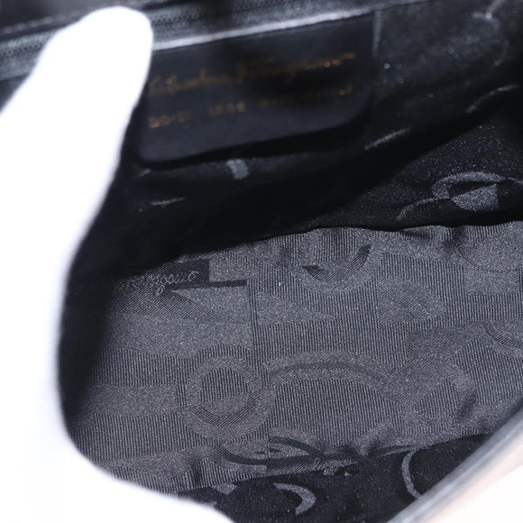 Salvatore Ferragamo Hand Bag Leather 2way Black Gold Auth 152685