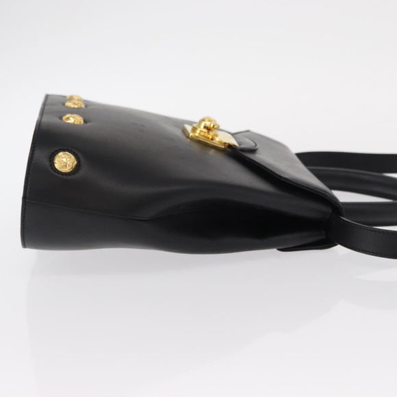 Salvatore Ferragamo Hand Bag Leather 2way Black Gold Auth 152685