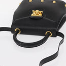 Salvatore Ferragamo Hand Bag Leather 2way Black Gold Auth 152685-6