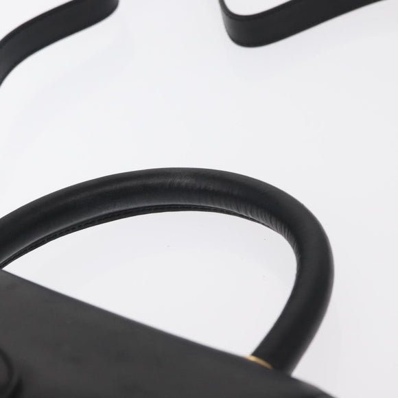 Salvatore Ferragamo Hand Bag Leather 2way Black Gold Auth 152685