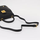 Salvatore Ferragamo Hand Bag Leather 2way Black Gold Auth 152685-9