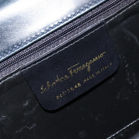 Salvatore Ferragamo Shoulder Bag Leather Black Gold Auth 152686