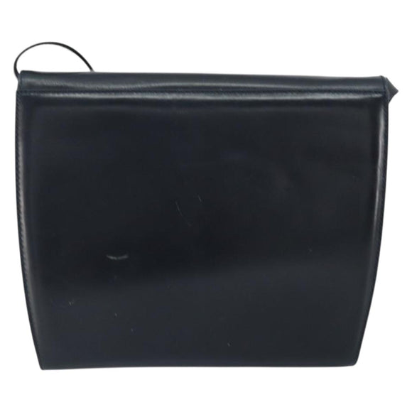 Salvatore Ferragamo Shoulder Bag Leather Black Gold Auth 152686