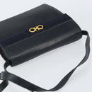 Salvatore Ferragamo Shoulder Bag Leather Black Gold Auth 152686-6