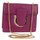 Salvatore Ferragamo Chain Shoulder Bag Leather Purple Gold Auth 152688V-1