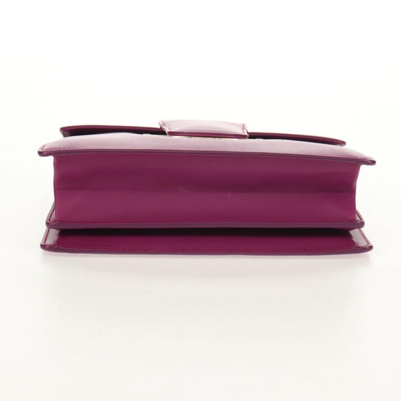 Salvatore Ferragamo Chain Shoulder Bag Leather Purple Gold Auth 152688V