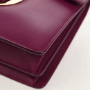 Salvatore Ferragamo Chain Shoulder Bag Leather Purple Gold Auth 152688V-15
