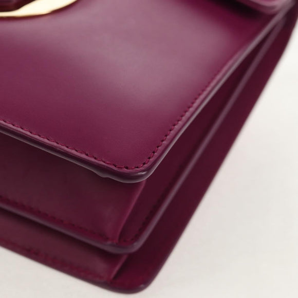 Salvatore Ferragamo Chain Shoulder Bag Leather Purple Gold Auth 152688V