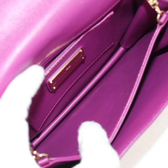 Salvatore Ferragamo Chain Shoulder Bag Leather Purple Gold Auth 152688V