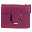 Salvatore Ferragamo Chain Shoulder Bag Leather Purple Gold Auth 152688V-13