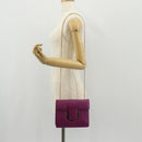 Salvatore Ferragamo Chain Shoulder Bag Leather Purple Gold Auth 152688V-24