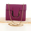 Salvatore Ferragamo Chain Shoulder Bag Leather Purple Gold Auth 152688V-12