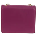 Salvatore Ferragamo Chain Shoulder Bag Leather Purple Gold Auth 152688V-2