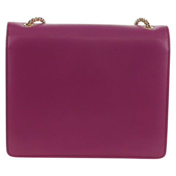 Salvatore Ferragamo Chain Shoulder Bag Leather Purple Gold Auth 152688V
