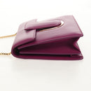Salvatore Ferragamo Chain Shoulder Bag Leather Purple Gold Auth 152688V-3