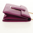 Salvatore Ferragamo Chain Shoulder Bag Leather Purple Gold Auth 152688V-4