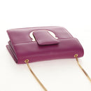 Salvatore Ferragamo Chain Shoulder Bag Leather Purple Gold Auth 152688V-6