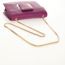 Salvatore Ferragamo Chain Shoulder Bag Leather Purple Gold Auth 152688V-7