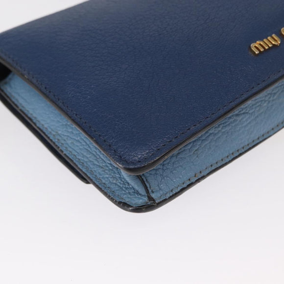 Miu Miu Shoulder Bag Leather Blue Gold Auth 152690