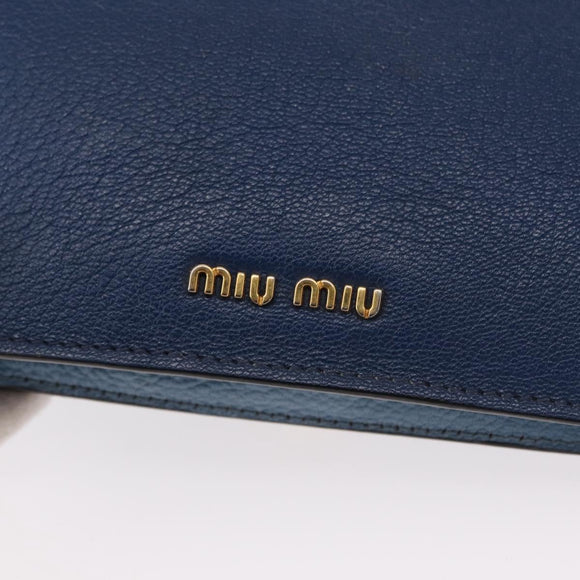 Miu Miu Shoulder Bag Leather Blue Gold Auth 152690