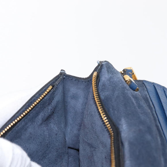 Miu Miu Shoulder Bag Leather Blue Gold Auth 152690