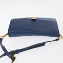 Miu Miu Shoulder Bag Leather Blue Gold Auth 152690-6